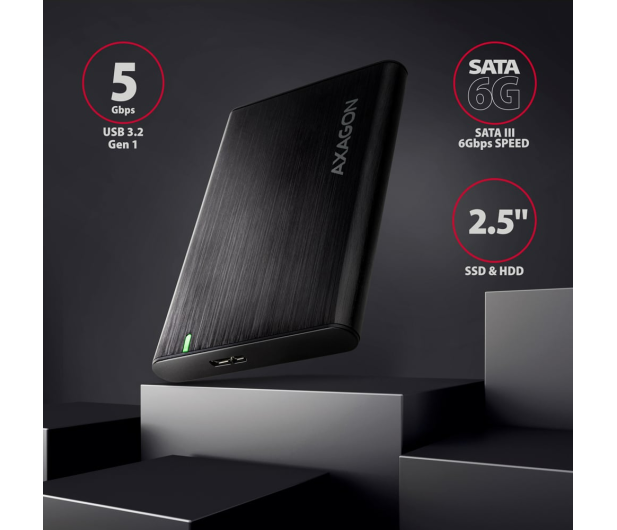 Axagon EE25-A6M, USB 3.2 Gen 1 - SATA 6G 2.5" RAW box, bezśrubowy - 1353409 - zdjęcie 3